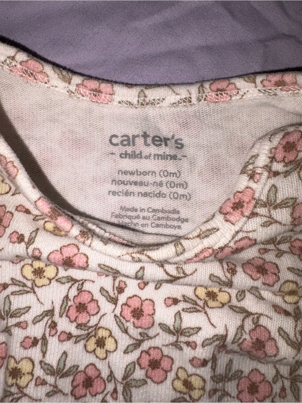 Carter's Child of Mine Baby Girl Floral Infant Sleep Gown Newborn 0M